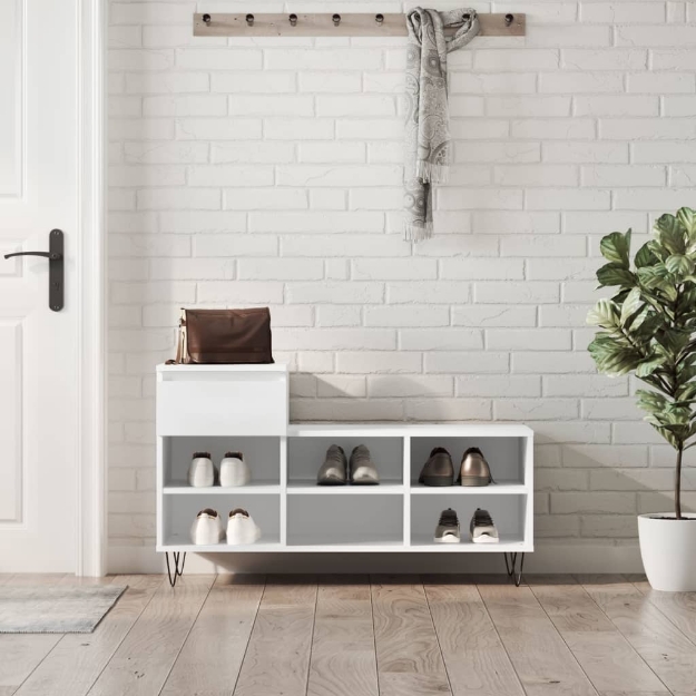 Scarpiera Bianca 102x36x60 cm in Legno Multistrato