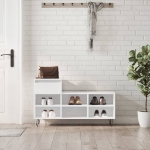 Scarpiera Bianco Lucido 102x36x60 cm in Legno Multistrato