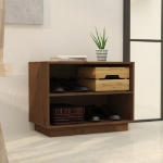 Scarpiera Marrone Ambra 60x34x45 cm in Legno Massello di Pino