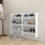 Scarpiere a Muro 2pz Bianche 60x18x90 cm in Legno Multistrato