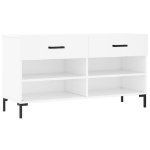 Panca Porta Scarpe Bianca 102x35x55 cm in Legno Multistrato