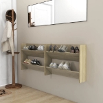 Scarpiere a Muro 2pz Rovere Sonoma 80x18x60cm Legno Multistrato