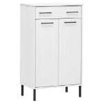 Scarpiera con Gambe Metallo Bianco Legno Massello di Pino OSLO