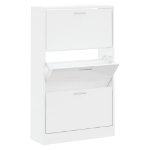 Scarpiera Bianco Lucido 63x24x103 cm in Legno Multistrato