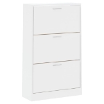 Scarpiera Bianco Lucido 63x24x103 cm in Legno Multistrato