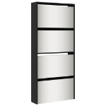 Scarpiera con Specchio a 4 Livelli Nera 63x17x134 cm