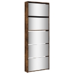 Scarpiera con Specchio a 5 Livelli Rovere Fumo 63x17x169,5 cm