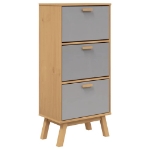 Scarpiera OLDEN Grigia Marrone 55x35x120 cm Legno Massello Pino