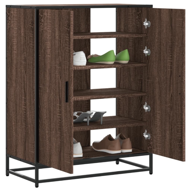 Scarpiera Rovere Marrone 75x38x97,5cm Legno Multistrato Metallo