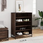 Scarpiera Rovere Marrone 75x38x97,5cm Legno Multistrato Metallo