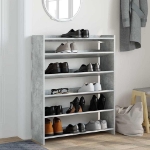 Scarpiera Grigio Cemento 80x25x100 cm in Legno Multistrato