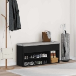 Panca Porta Scarpe Nera 102x30,5x45 cm in Legno Multistrato