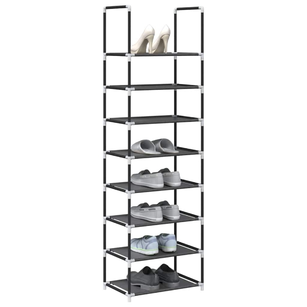 Scarpiera 8 Ripiani Nera 44x28x145 cm in Tessuto Non Tessuto