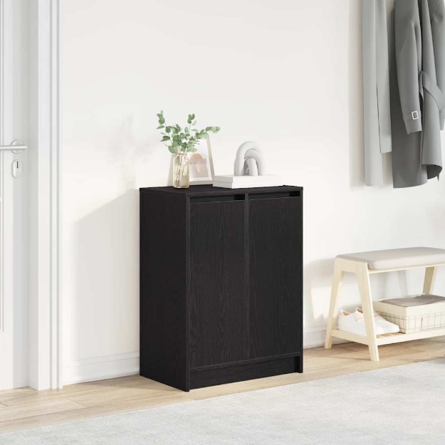 Scarpiera Rovere Nero 57x34x76 cm in Legno Multistrato