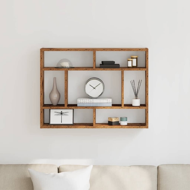 Mensola a Muro Legno Antico 75x16x55 cm in Legno Multistrato